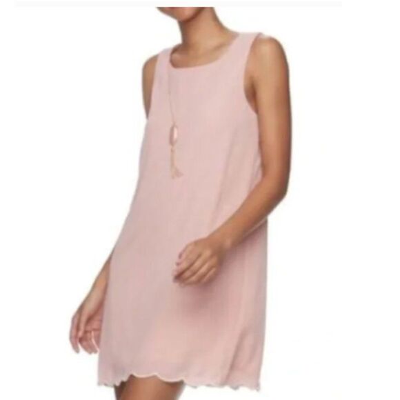 Lily Rose, Blush Colored Scallop Shift Dress- Size Medium - Picture 1 of 8